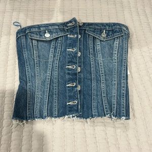 Zara Strapless Jean Button Up Top